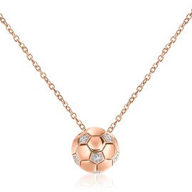 Patelai Christmas Football Necklace Soccer Charm Necklace football gifts Rhinestone Chain Necklace for Women Men Sportsman(Soccer,Rose Gold)