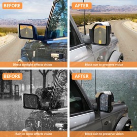 RERPRO Protector de visera de lluvia para Ford Bronco de 2 puertas y 4 puertas 2021 2022, espejo retrovisor lateral, accesorios de decoración externa, 1 par, color blanco