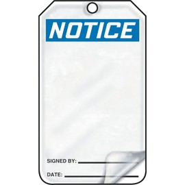 Accuform MDT800LCP PF-Cardstock Safety Tag, Legend "Notice (Blank)", 5.75" Length x 3.25" Width x 0.010" Thickness, Blue/Black on White (Pack of 25)