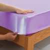 ROOEE Satin Silk Fitted Sheet with Pillowcase Set Breathable Soft