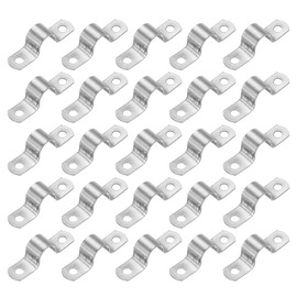 PATIKIL 14mm Rigid Pipe Strap, 25 Pcs 304 Stainless Steel Conduit Clamp 2 Hole Thicken U Bracket Pipe Clamp Tube Strap for Pipe Cable Wire Fixing, (5/9")