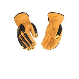 Kinco 81CRA BUFFALO LEATHER GLOVE with TPR TPR Armor IMPACT PROTECTION - ANSI Cut Level A3 Rating - Puncture Resistance Level 4 Rating - EASY-ON CUFF - SHIRRED WRIST. (Large)