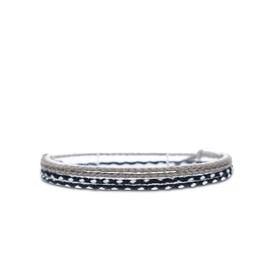 Made by Nami Surfer Anklet Set of 2 Women & Men – Thin Boho Hippie Anklet Braided – Handmade Beach Festival Accessories – Adjustable – 100% Cotton (Black & Grey)