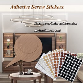 Adhesive Screw Stickers, Dustproof Screw Hole Sticker, 21mm PVC Cover Caps, 7 Colors 378pcs Waterproof Wood Textured Cover for Cabinets Wardrobe Bookcase Desk Furniture Wall Screws Cam Locks Repairing