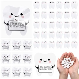 Meooeck 30 Sets Dentist Assistant Gifts Mini Tooth Resins with Positive Cards and Bags Dental Hygienist Appreciation Gift for Graduation Nurse Coworker World Oral Health Day Party Favors
