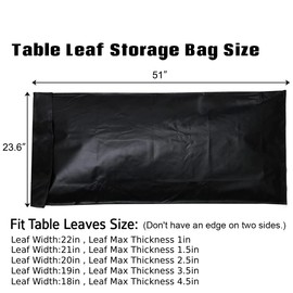 ROSROSE Table Leaf Storage Bag Padded, Heavy Duty Dining Table Leaf Bag, 51 x 24in Extra Thick Flannel Backing Interior/Exterior Dining Table Cover, Scratch Resistant, Fit 50 × 20in Table Leaves