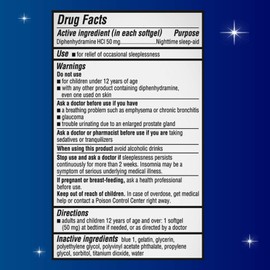 Unisom Nighttime Sleep-Aid Gels, Diphenhydramine HCI 50mg, 100 Count