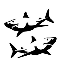 1 Pair Shark Silhouette Car Stickers, 7.87"x3.54", Waterproof Vinyl Decals, Car Truck Cargo Boat Wall Laptop Sticker, Durable Exterior Decorative Accessories |#AZ300 (Black)