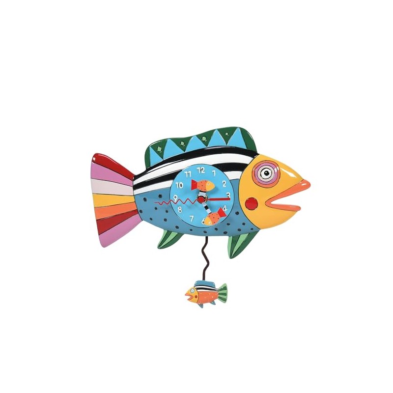 Enesco 6014454 Allen Designs Desk Clock, Rainbow Fish 6.5 Inches