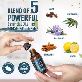 Natural Riches Five Guards Essential Oil Blend Health Shield for Aromatherapy with Clove Cinnamon Lemon Rosemary Eucalyptus Oil 2oz
