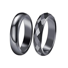 Genuine Hematite Rings for Women Men Black Hematite Stone Ring Anxiety Balance Magnet Stone Aabsorbs Negative Energy Ring Healing Rings Size 6-10 - Size 8