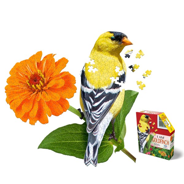Madd Capp Puzzles - I AM Goldfinch - 300 Pieces - Animal Shaped Jigsaw Puzzle, Multi