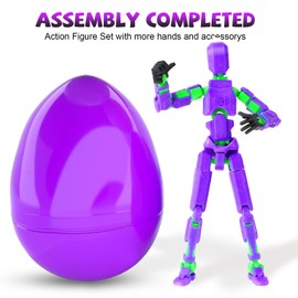 Memogizz t13 Action Figure Set, Pre-Filled Easter Egg with 3D Printed Toy, Easter Basket Stuffers for Adults, 1Pack, PurpleGreen