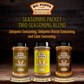 Big Poppa’s Jallelujah Seasoning Set – Gourmet Spice Trio with Jalapeño, Jalapeño Bacon & Lime Rubs – Seasonings for Chicken, Pork & More – Ultimate Grilling, Roasting & Backyard BBQ Bundle (3 Pack)