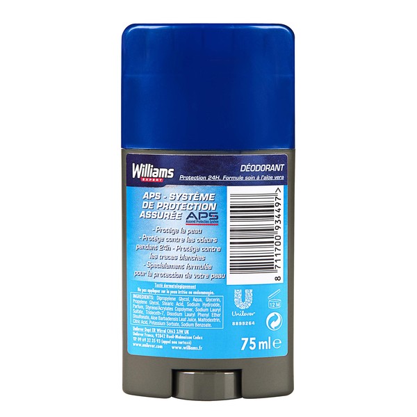 Williams, Men, for Sensitive Skin, Deodorant Stick 75ml (Pack of 2)