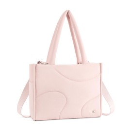 Telena Tote Bag for Women Puffer Bag Quilted Carryall Shoulder Handbag Lightweight for Travel Work Gym Pink