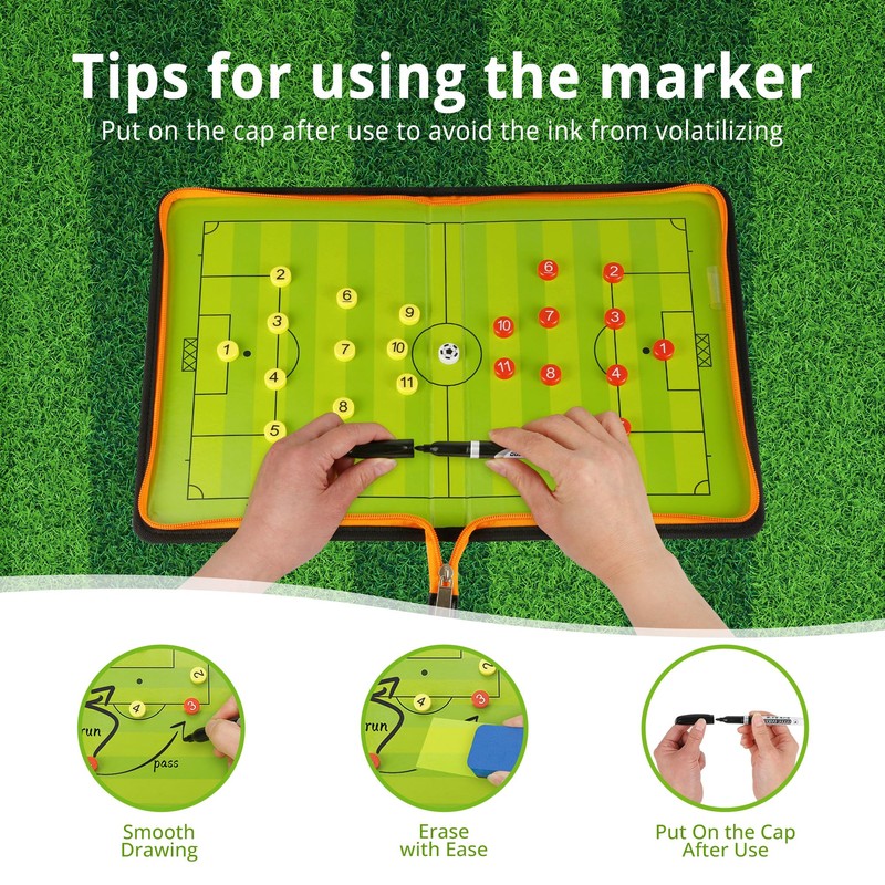 Football Tactics Board Portable Football Coaching Marker Board with Magnets,