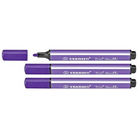 STABILO Set of 3 Trio Scribbi Triangular Felt-Tip Pens with Wide Tip Purpleaa