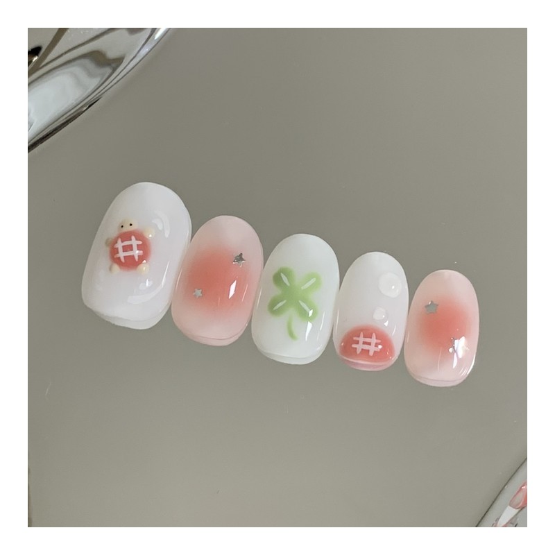 [Handmade Nail Tips] Lucky Turtle Nail Tips - Almond /