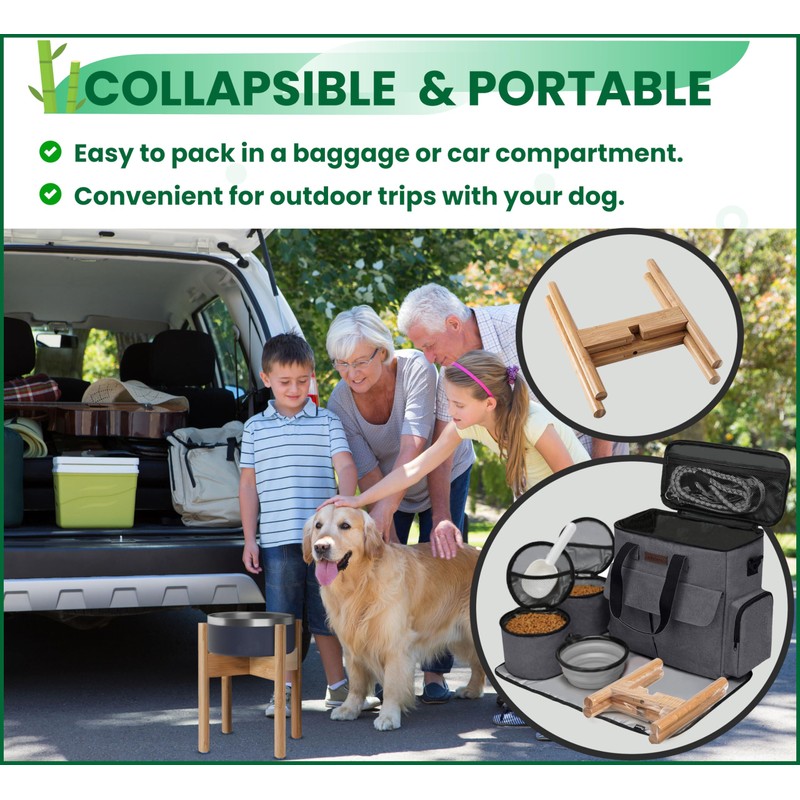 Dog Bowl Stand for Medium Breeds - Height 12-inch, Expandable