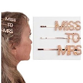 Bride Hair Clip Pearl - 3 Rose Gold Pearl Miss to Mrs Hair Pins - Bridal Shower, Bachelorette Party Accessory
