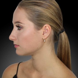 nobel-schmuck Women's Hoop Earrings 925 Sterling Silver Pearl Earrings, Gold-Plated Silver