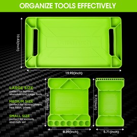 DURATECH Flexible Tool Tray, Silicone Tool Holder for Mechanics Storage, Heat and Chemical Resistant Tool Organizer for Automotive, Industry and Household(3pack Green)