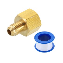 sourcing map Brass Pipe Fitting, 1/4 SAE Male x 5/16 SAE Female Pipe Adapter Flare Tube Fitting for Air Gas Line Refrigeration HVAC