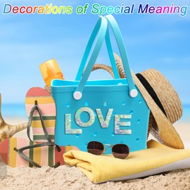HLUWA - Dijes de letras para bolsa Bogg, accesorios de letras de letras de amor verde del alfabeto para Bogg y bolsa Simply Southern con letras decorativas para bolso de mano de playa (Q)