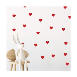 StickerDeen | Heart Shape Decoration Removable Wall Art Vinyl Decal Stickers | (Pack of 80) (Red)