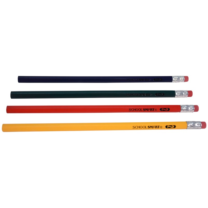 School Smart Traditional No 2 Pencils, Assorted Colors, Pack of