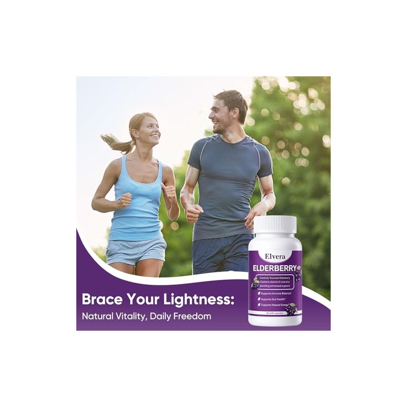 Elvera Gut Support Complex - Organic Black Elderberry Soft Capsules