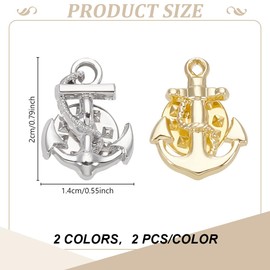 WEBEEDY 4 Pcs Gold Silver Anchor Brooch Lapel Pin for Men Women Navy Pins Suit Decorative Pins for Clothing Collar Accessories Coat Jacket Shirt Suit Brooch Pin Anniversary Wedding Gift