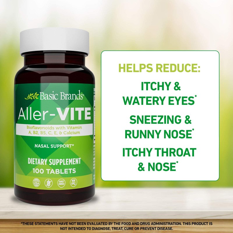 Basic Organics Aller-Vite Nasal Support, Bioflavanoids, Relieves Itchy Eyes, Nose