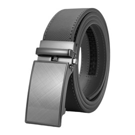 GOTOANT Mens Belt Leather Ratchet Belt, Dress Pants Jeans Click Belts for Men Casual Work Trim to Fit Grey 110