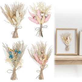 RAINFLOW Mini Dried Flowers Bouquet - 4 Pack Natural Dry Flowers,Flower Party Decorations,Dried Flower Bouquet for Crafts,Wedding Decoration,Boho Decor,Vase,Centerpiece Table Decor,Party,Boutonniere,