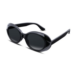 FEISEDY Sunglasses White Oval Clout Goggles for Women Men Retro Round Trendy Rimmed Clueless Costume Frame B2253