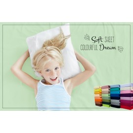 Fitted Sheet 100% Cotton Jersey - 80/200 - 80 x 200 cm, kiwi, 80 x 160 cm