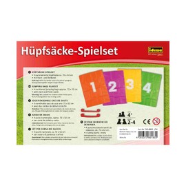 Idena 7408881 - Hüpfsäcke Spielset mit 4 Hüpfsäcken, inklusive Band für Start und Ziel, ideal für Partys und Sportfeste