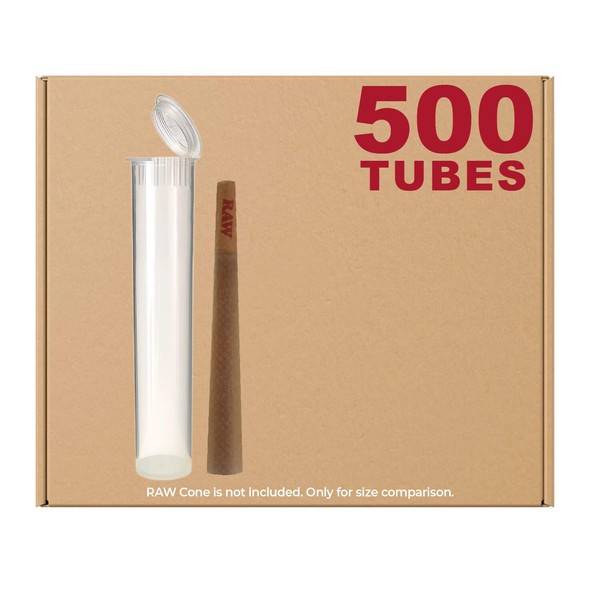 W Gallery 500 Clear 116mm Tubes, Pop Top Joints Are Open, Smell-Proof Pre-Roll Blunt J Doob Oil-Cartridge BPA-Free Plastic Container Holder Vial fits RAW Cones 110mm 109mm King Lean 98 Special 120mm