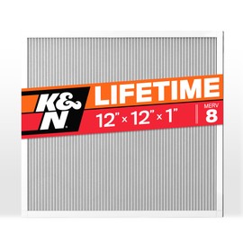 K&N 12X12X1 HVAC Furnace Air Filter, Lasts a Lifetime, Washable, Merv 8, the Last HVAC Filter You Will Ever Buy, Breathe Safely at Home or in the Office, HVC-8-11212
