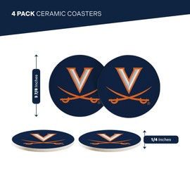 Desert Cactus University of Virginia Ceramic Coasters 4 Pack Cavaliers UVA Wahoos Absorbent Drink Coasters with Cork Backing (Design A)