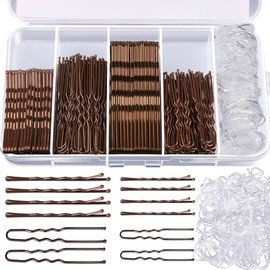 300pcs Bobby Pins,Hair Clips Grips,U Shaped Hair Pins for Buns,Clear Hair Bands Girls,Women Hair Styling Accessoires (Brown)