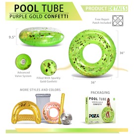Cota Global Inflatable Green Pool Float Tube - Premium Confetti Pool Tube, Inflatable Swimming Tube Pool Ring Float for Kids and Adults, Heavy Duty Floating Tube for Pool, Beach, or Lake - 36 Inches