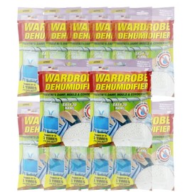 x12 Disposable Wardrobe Dehumidifier Hanging Bags - Specially Designed to Remove Moisture from Wardrobes - Absorbs Damp, Moisture & Condensation Fast & Effectively (Citrus)