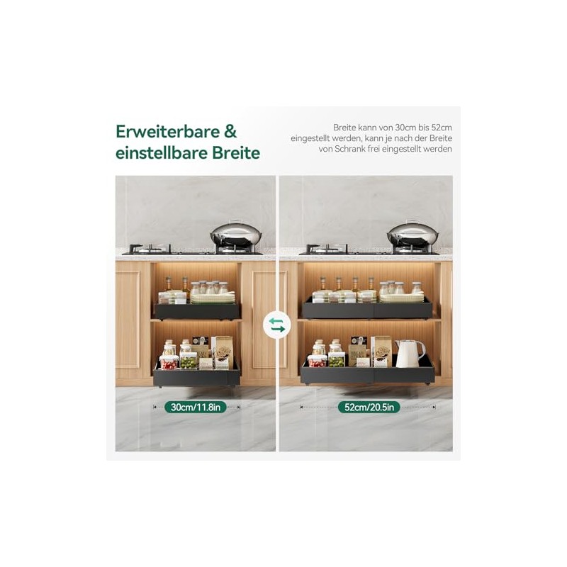 Warmiehomy Telescopic Drawer, Extendable Cupboard Organiser, Expandable Storage Space in