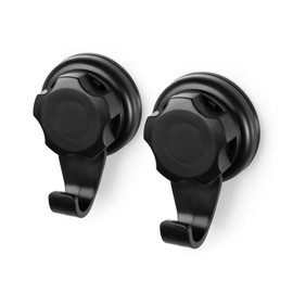 Compactor Bestlock Set of 2 Wall Mounted Storage Hooks, Suction Cup Mounting, Supports up to 3 kg, Small, 5.4 x 4 x H.8 cm, Black, RAN9771
