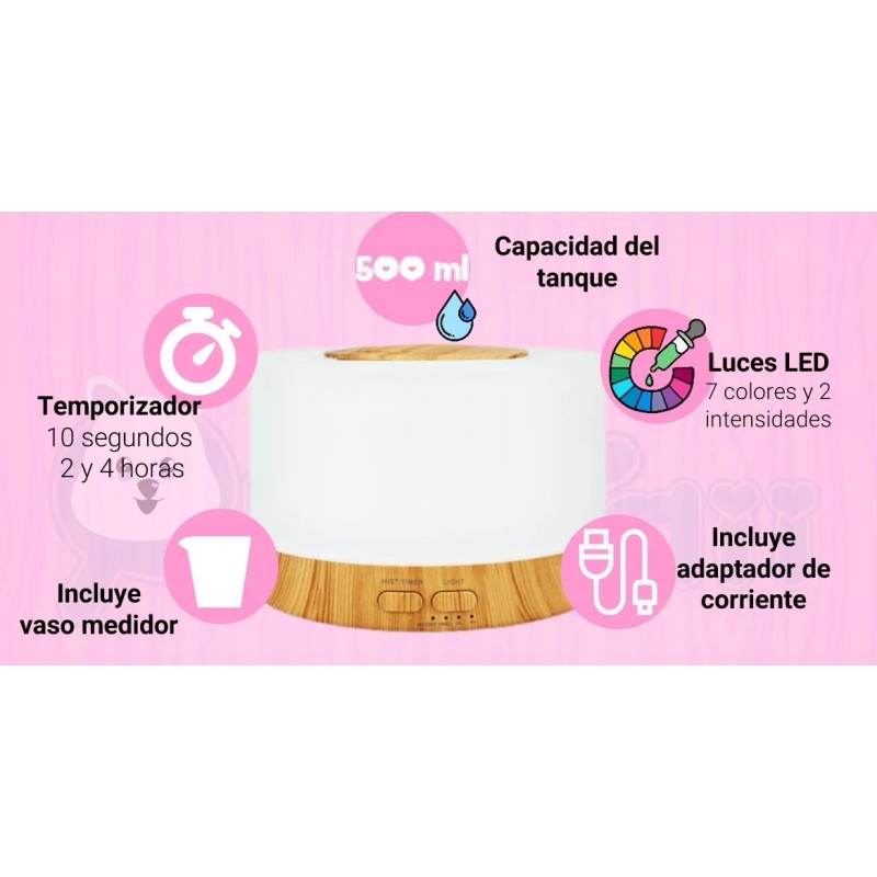 Difusor De Aromaterapia Ultrasónico Para Aceites Esenciales