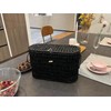 Coeusy Black Toilet Paper Basket with Lid,Wicker Toilet Paper Storage