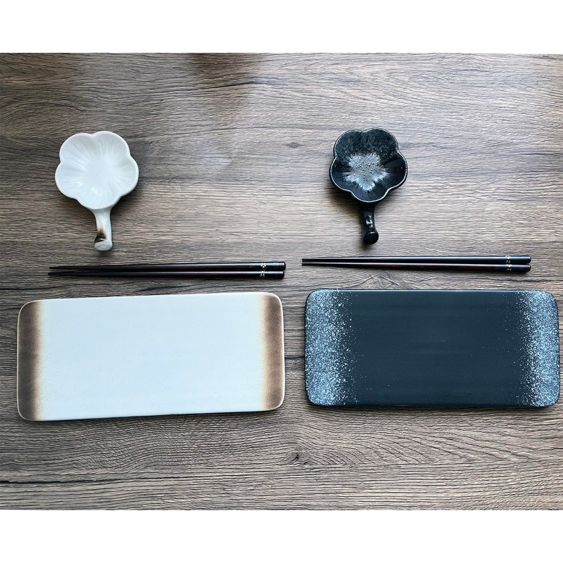 FYUEROPA 12 Pcs Sushi Plates with Sauce dish and Chopsticks,